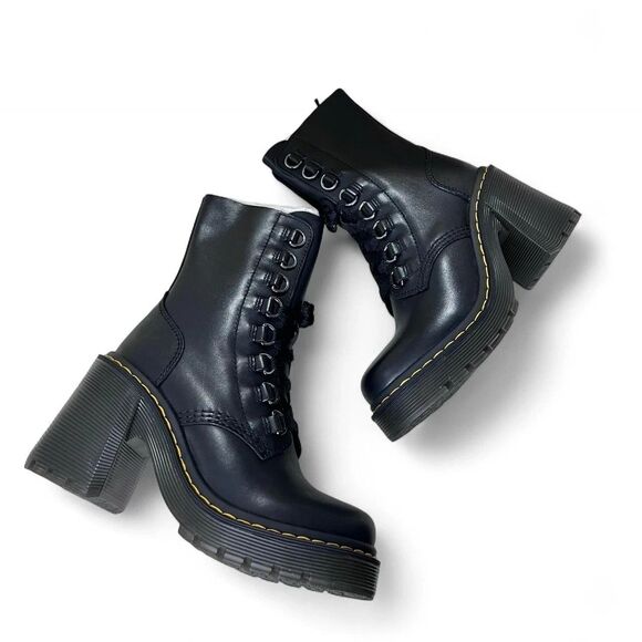 Dr. Martens Women's Black Leather Platform Chesney Lace-Up Boot SZ 10 $200 NIB - Picture 3 of 8